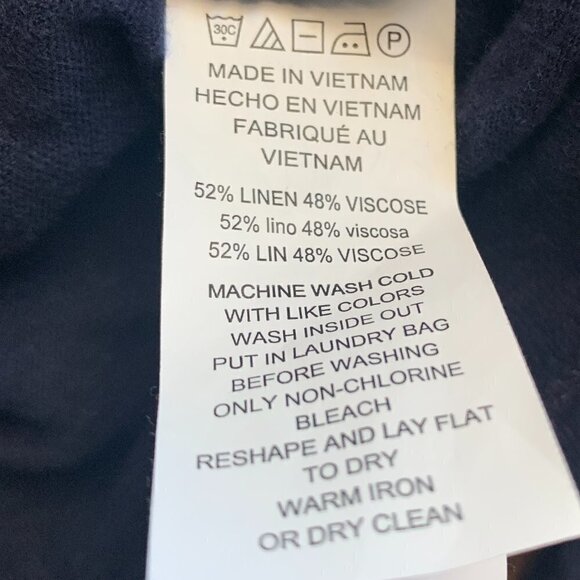 Michael Kors Linen-Viscose Short Sleeve Tee Side Tie Sz M Navy Blue 104D - Picture 6 of 6